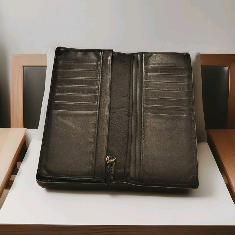 Vintage Coach Wallet Slim Bifold Black Cross-grain Leather Classic Men's Women's - Picture 2 of 15